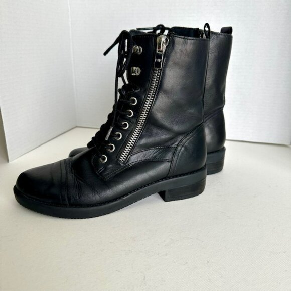 Marc Fisher Black leather Lace up Ulinn Combat Boots Women's Size 7M - Picture 3 of 7
